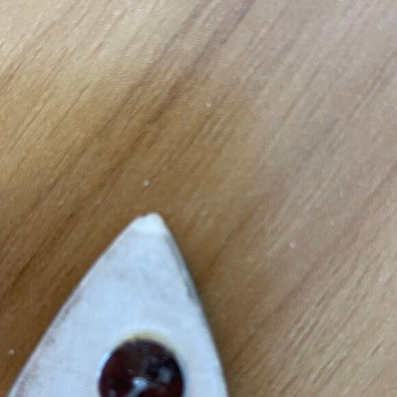 Vintage 80s earrings enamel gold green purple red triangle - Picture 6 of 6